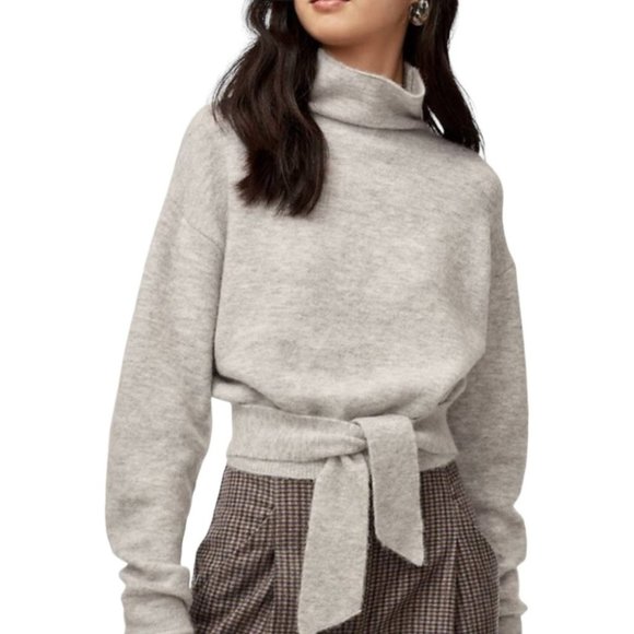 Aritzia Sweaters - Aritzia Wilfred Lorin Sweater Turtle Neck Long Sleeve Tie Waist Gray Medium